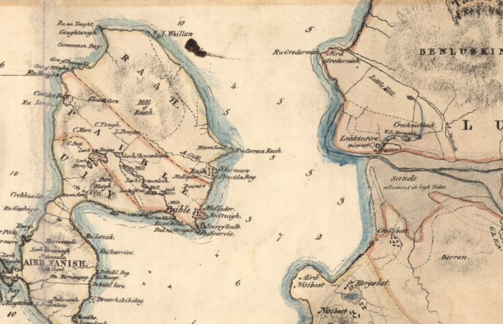 Mapping the seas between Luskentyre and Taransay c1804