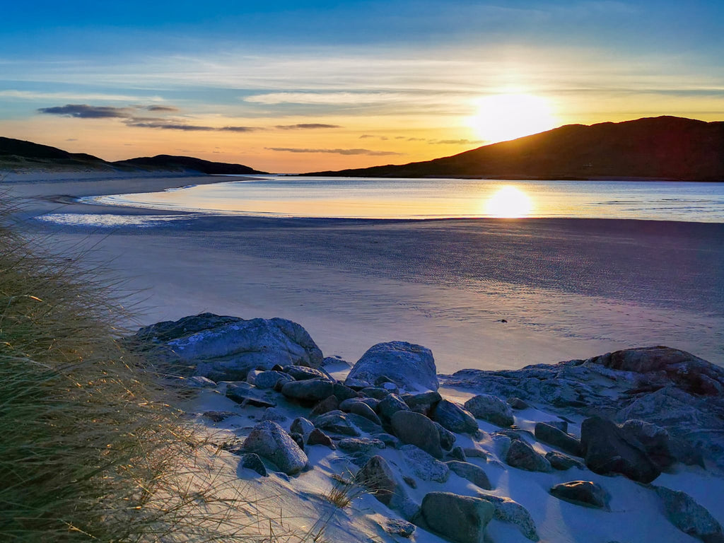 Low winter sun setting to the west of Hushinish and Tràigh Mheilein 