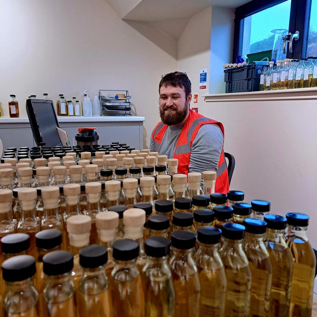 Our apprentice whisky blender Harry in his happy place.