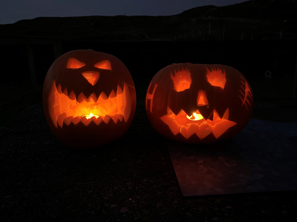 The pumpkin has replaced the traditional turnip as a Halloween lantern here in Harris.