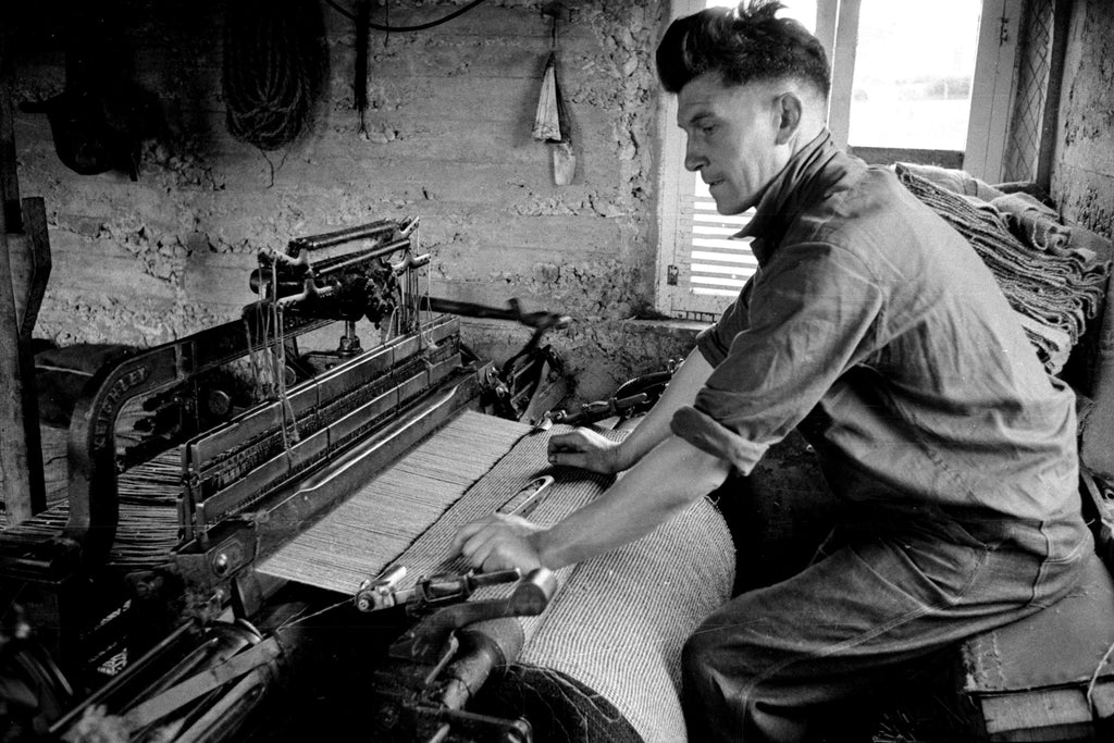 Single width weaving on the old Hattersley loom.