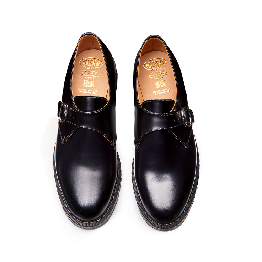 Black Hi-Shine Single Buckle Monk Shoe | Solovair | Handmade in England ...