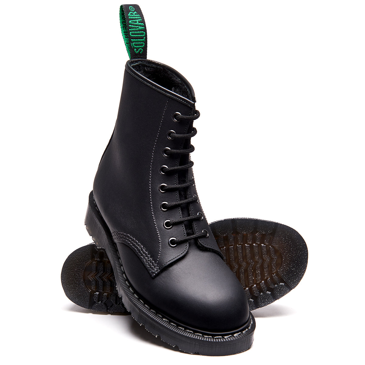 black greasy 8 eye derby boot