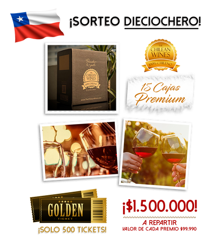 golden tickets en chileanwines - sorteo de rifa con 15 cajas de vinos premium