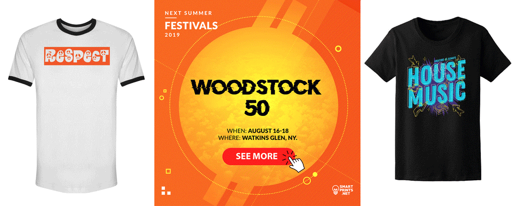 Summer Festivals, SmartPrints, Graphic Tshirt, woodstock festival
