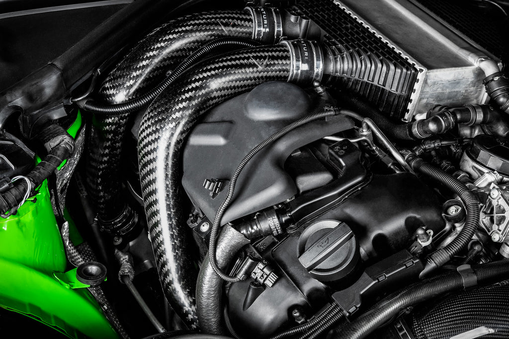 Eventuri F8X (S55) Carbon Charge Pipes closeup