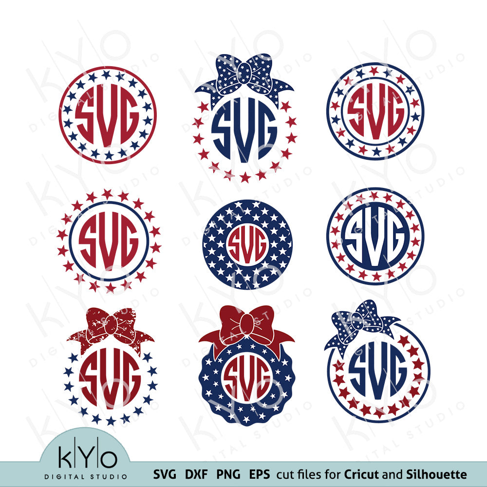 Download 4th Of July Circle Monogram Frames Svg Cutting Files