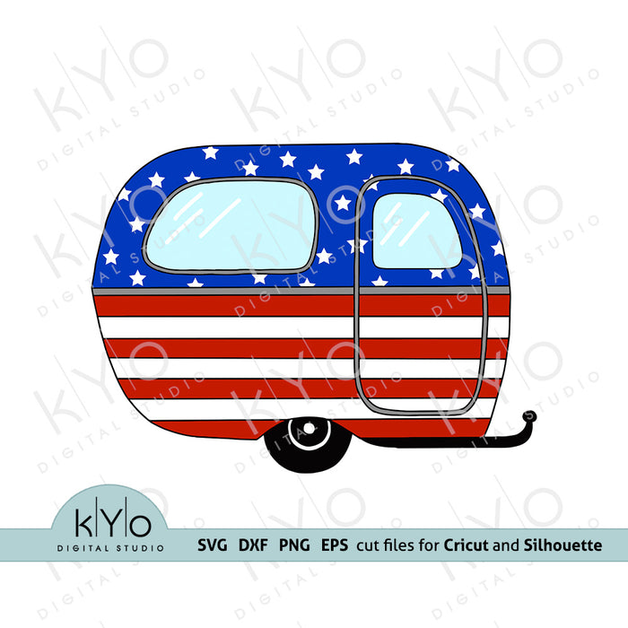 Download Vintage American Flag Camper Svg Cutting Files