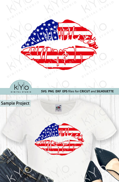 Download American Flag Lips 4th Of July Svg Cutting Files