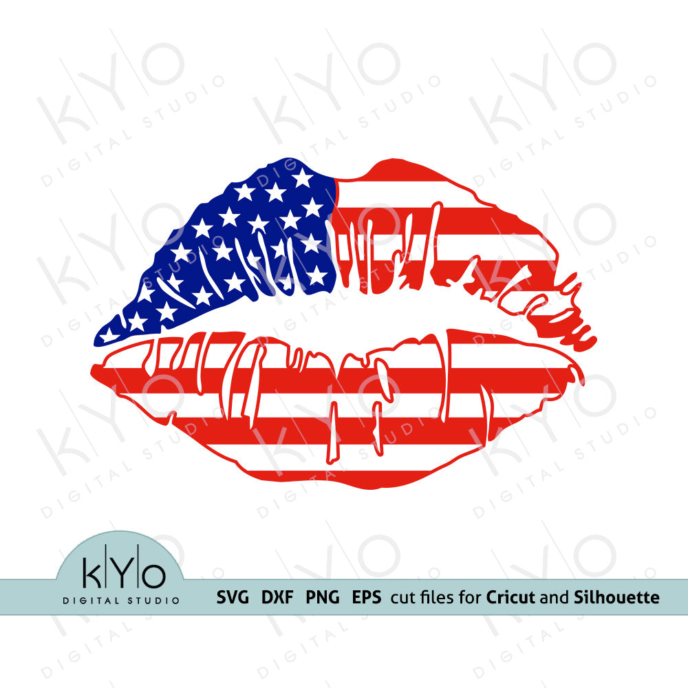 Download American Flag Lips 4th Of July Svg Cutting Files