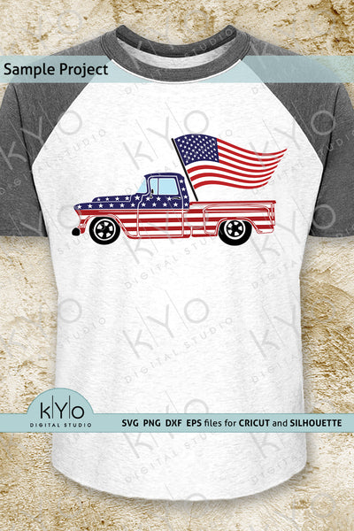 Download 4th Of July American Flag Pattern Truck Svg Design