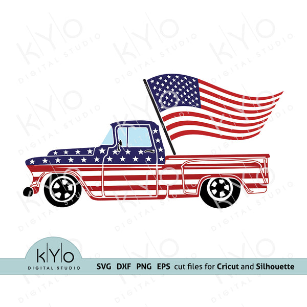 Download 4th Of July American Flag Pattern Truck Svg Design