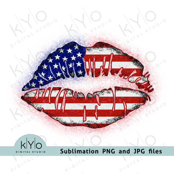 Download American Flag Lips Sublimation Design Png Jpg Image Files