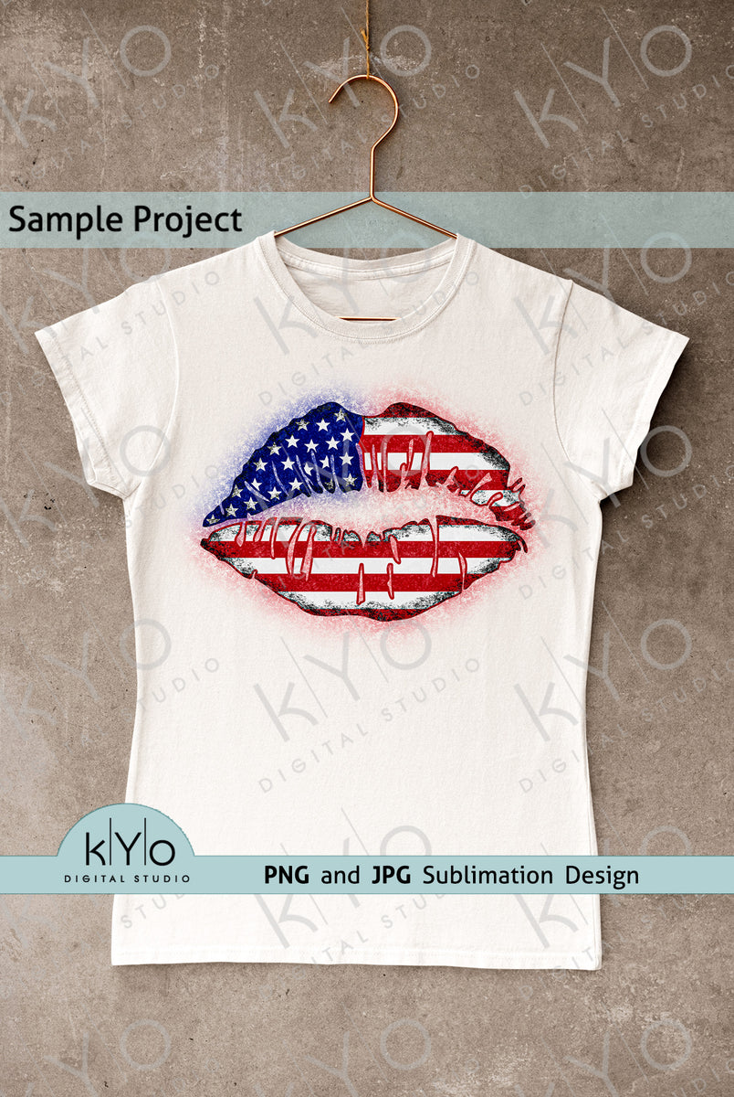 Download American Flag Lips Sublimation Design Png Jpg Image Files