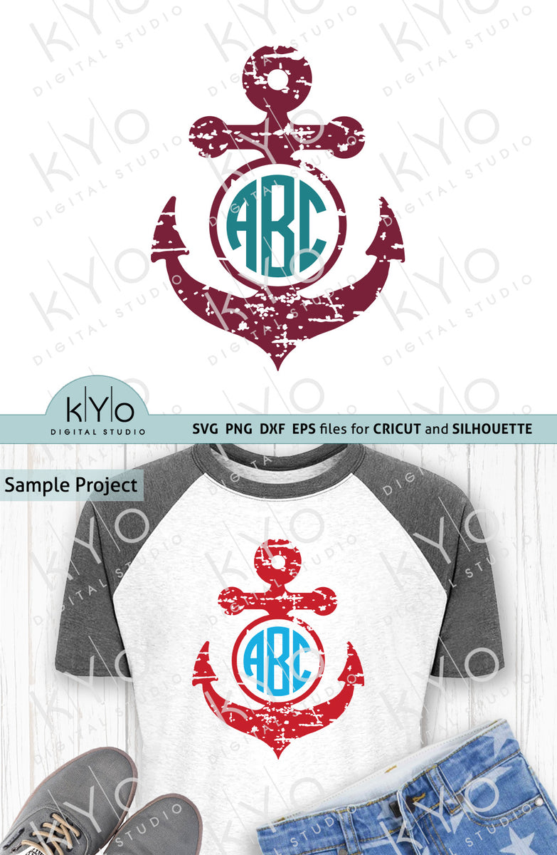 Download Distressed Anchor Monogram Frame Svg Files