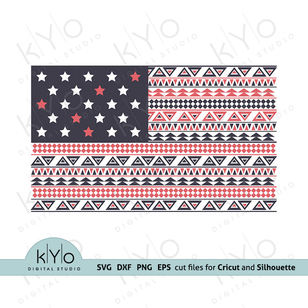 Download Aztec Pattern American Flag Shirt Design Svg Cut Files