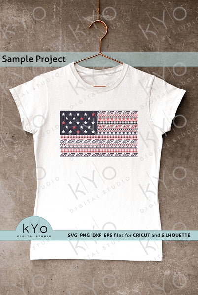 Download Aztec Pattern American Flag Shirt Design Svg Cut Files