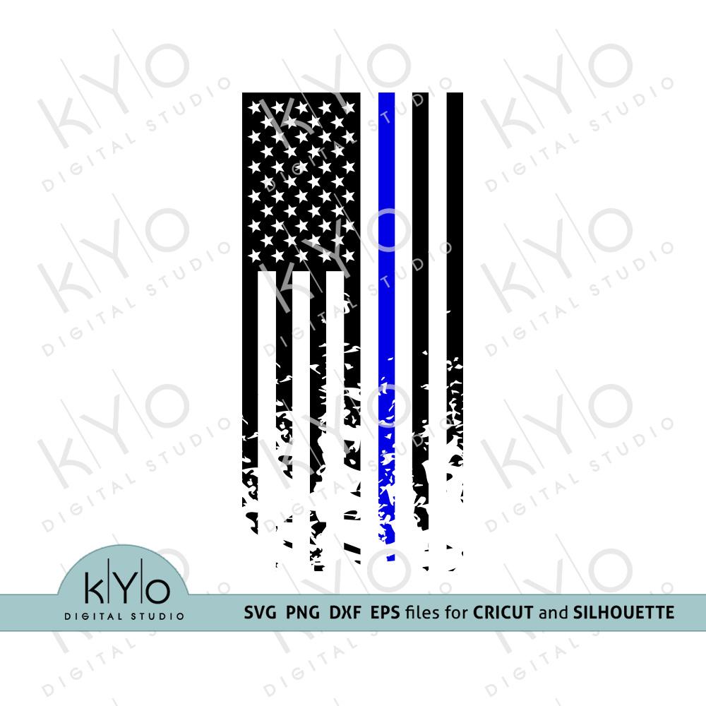 Download Police officer thin blue line distressed US flag blue ...