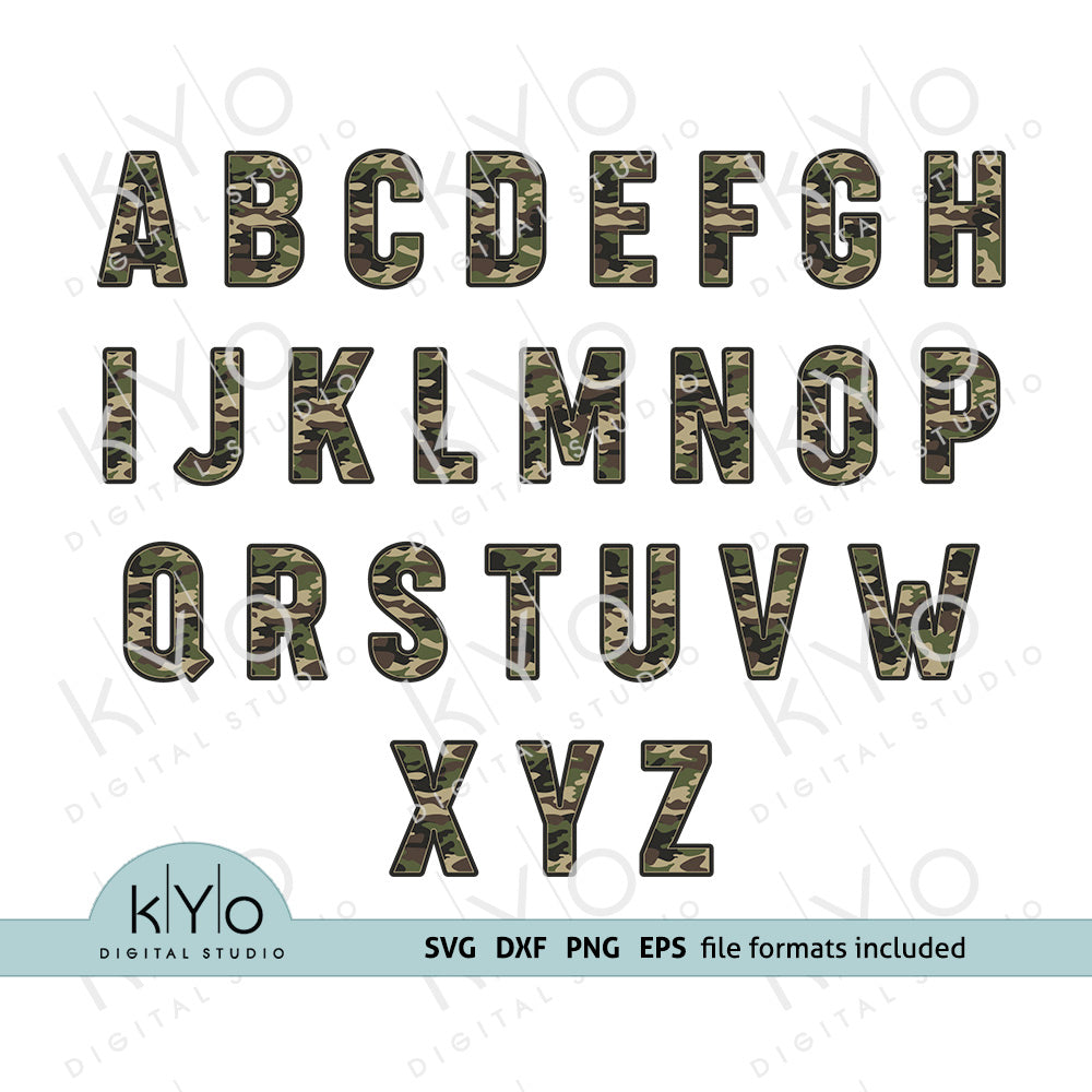 Download Camouflage Font Letters Svg Png Dxf Cutting Files