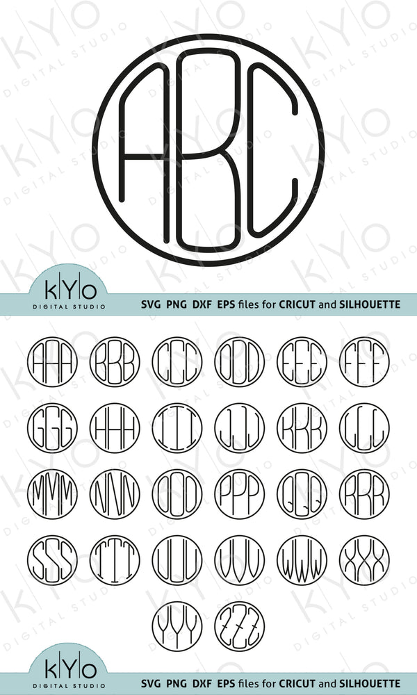 Monogram Circle Entire Alphabet Initials Laser Cut Template, Glowforge  Ready Alphabet Cut File SVG Monogram Alphabet BUNDLE