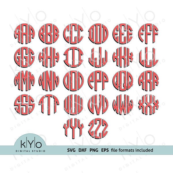 Download 3d Circle Monogram Font Letters Shadow And Inline Svg Dxf Eps Files