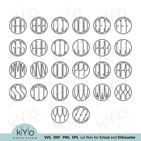 Download Thin Circle Monogram Font Svg Cut Files