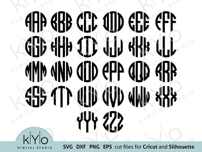 Download Monogram Fonts Bundle Svg Cut Files For Cricut And Silhouette