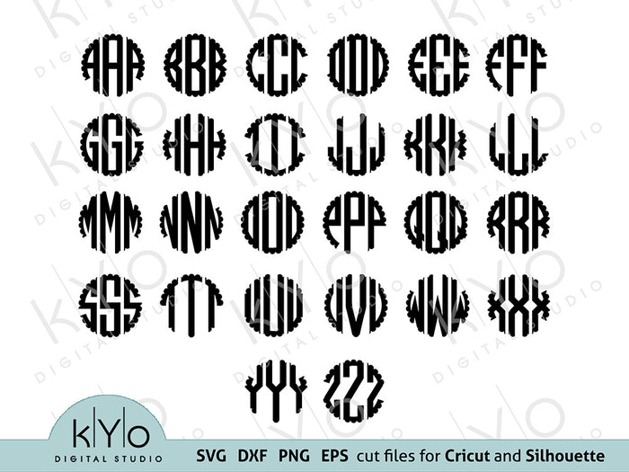 Download Monogram Fonts Bundle Svg Cut Files For Cricut And Silhouette