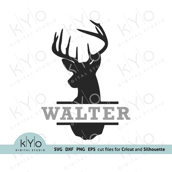 Download Deer Head Split Monogram Frame Svg Cut Files