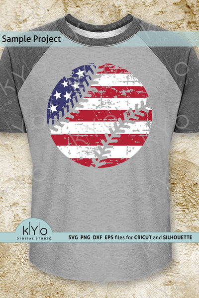 Download Distressed American Flag Baseball Shirt Design Svg