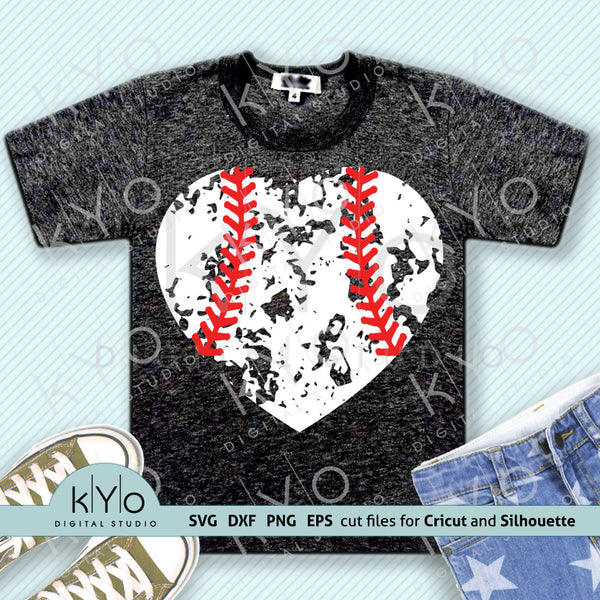 Download Distressed Baseball Heart Svg