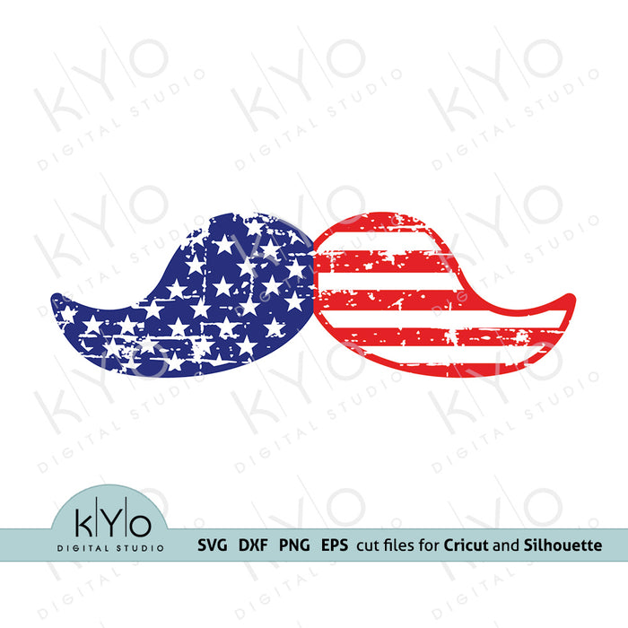 Download 4th Of July Distressed Mustache Svg Png Dxf