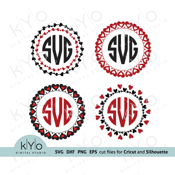 Download Valentines Day Heart Monogram Frames Svg Files Bundle