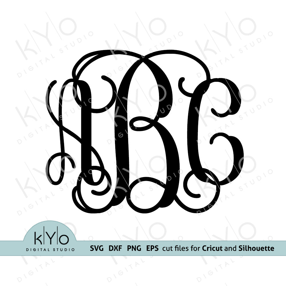 Download Interlocking Monogram Font Letters SVG files for Cricut and Silhouette