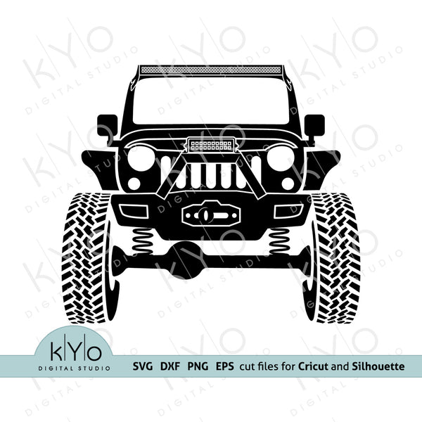 Download Lifted Jeep Wrangler With Winch Svg Cut Files