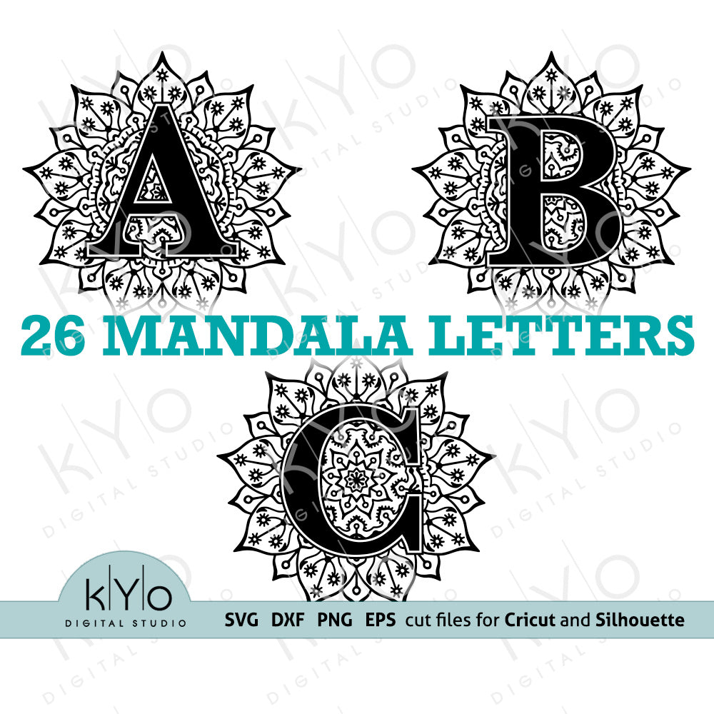 Download Mandala Alphabet Letters Svg Png Dxf Eps Files Bundle