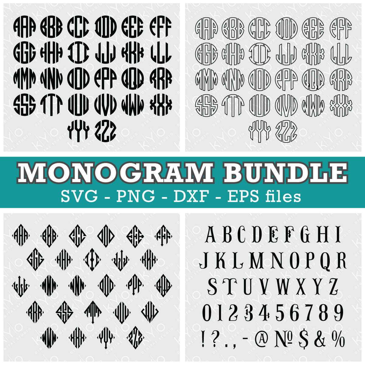 Download Monogram Fonts Svg Bundle, Monogram Fonts, Monogram Letters Svg | kYoDigitalStudio.com