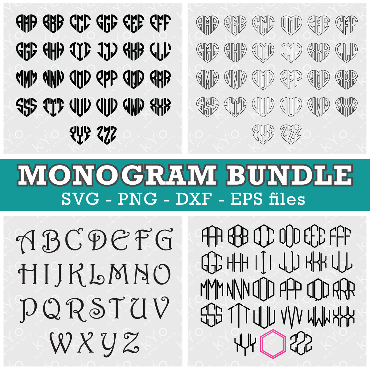 Download Cricut Monogram Fonts Mega Bundle Svg