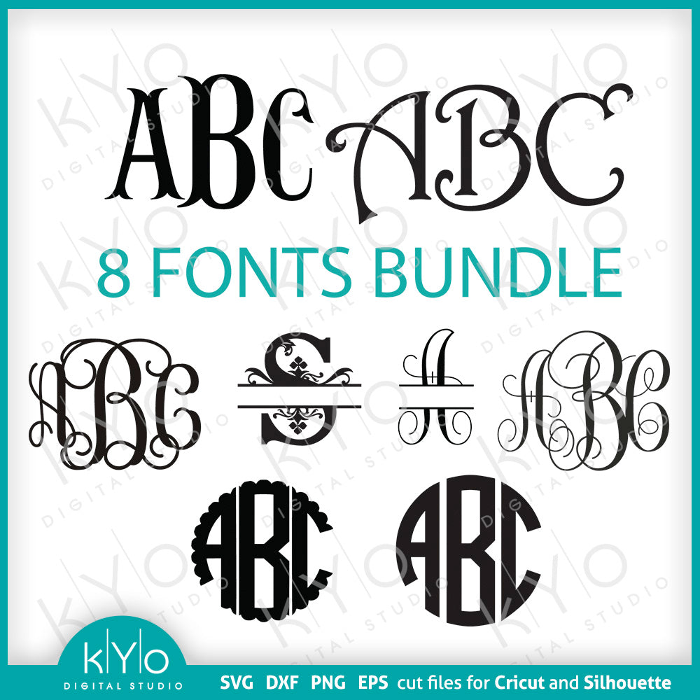 Monogram Fonts Bundle Svg for Cricut and Silhouette