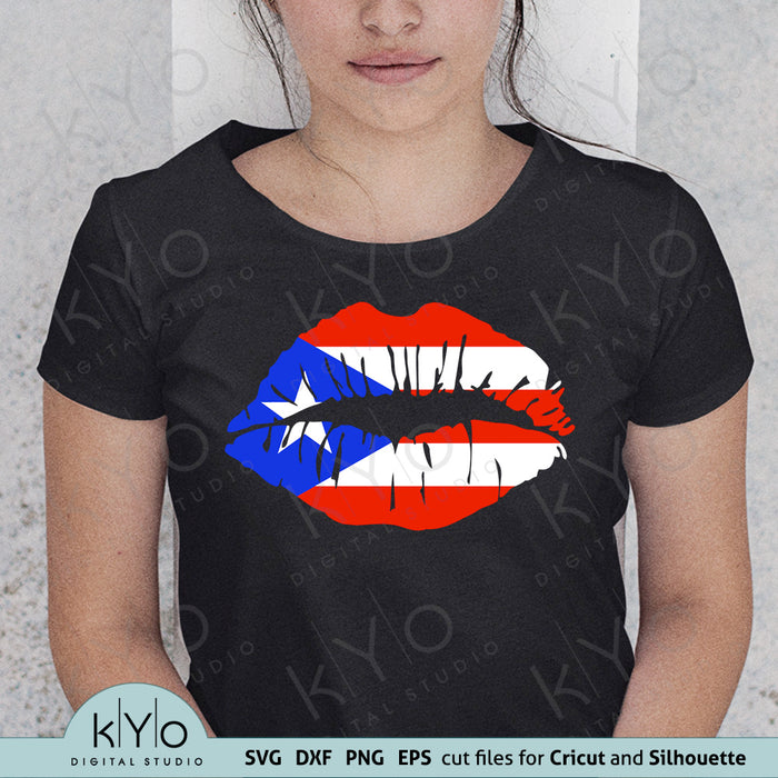 Puerto Rico Flag Lips Svg Png Dxf Cut Files