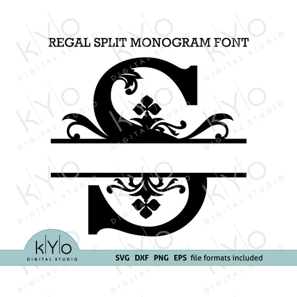 Regal Split Monogram Font Letters Svg Cut Files