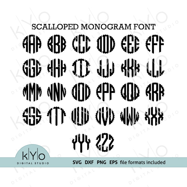 Download Scalloped Monogram Font Svg Cut Files