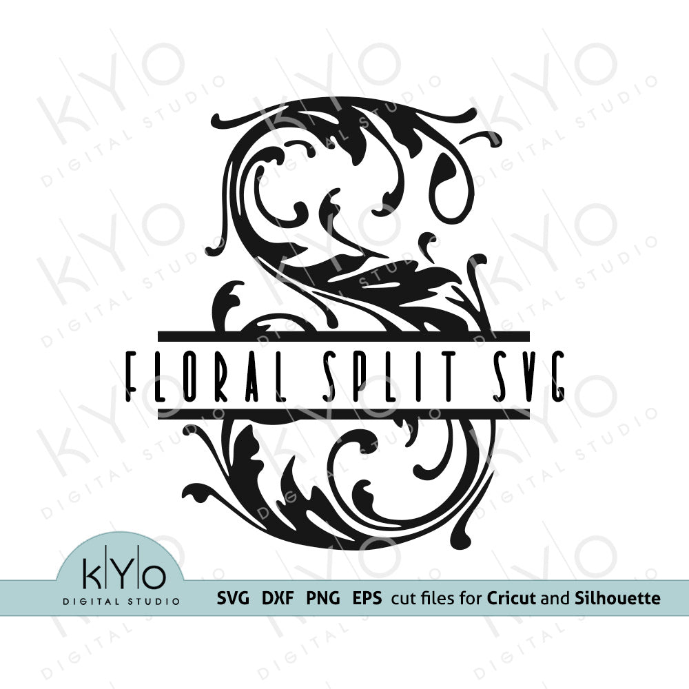 Floral Split Monogram Font Letters Svg Cut Files