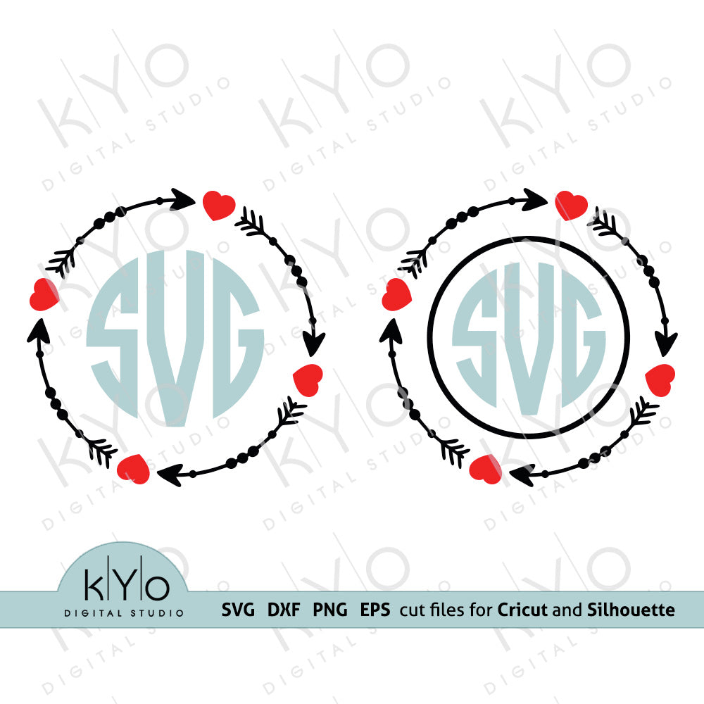 Download Heart Arrow Monogram Frame Svg Files