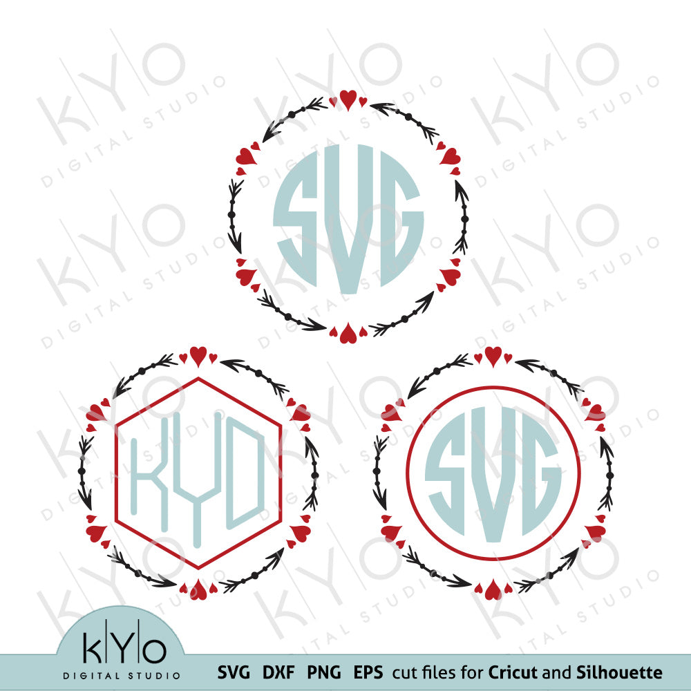 Download Valentines Day Heart Arrow Monogram Svg Files