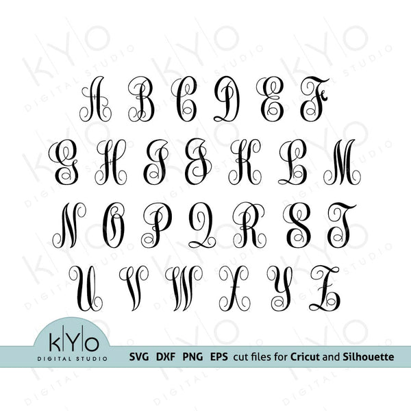 Vine Monogram Font Letters Svg Png Cut Files