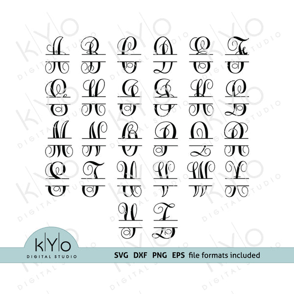 Split Monogram Font Bundle Svg Cutting Files