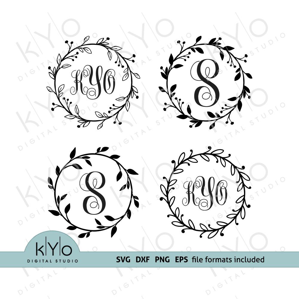 Download Wreath Monogram Frame Svg Cut Files