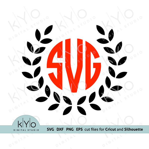 Laurel Wreath Monogram Frame Svg Cutting Files