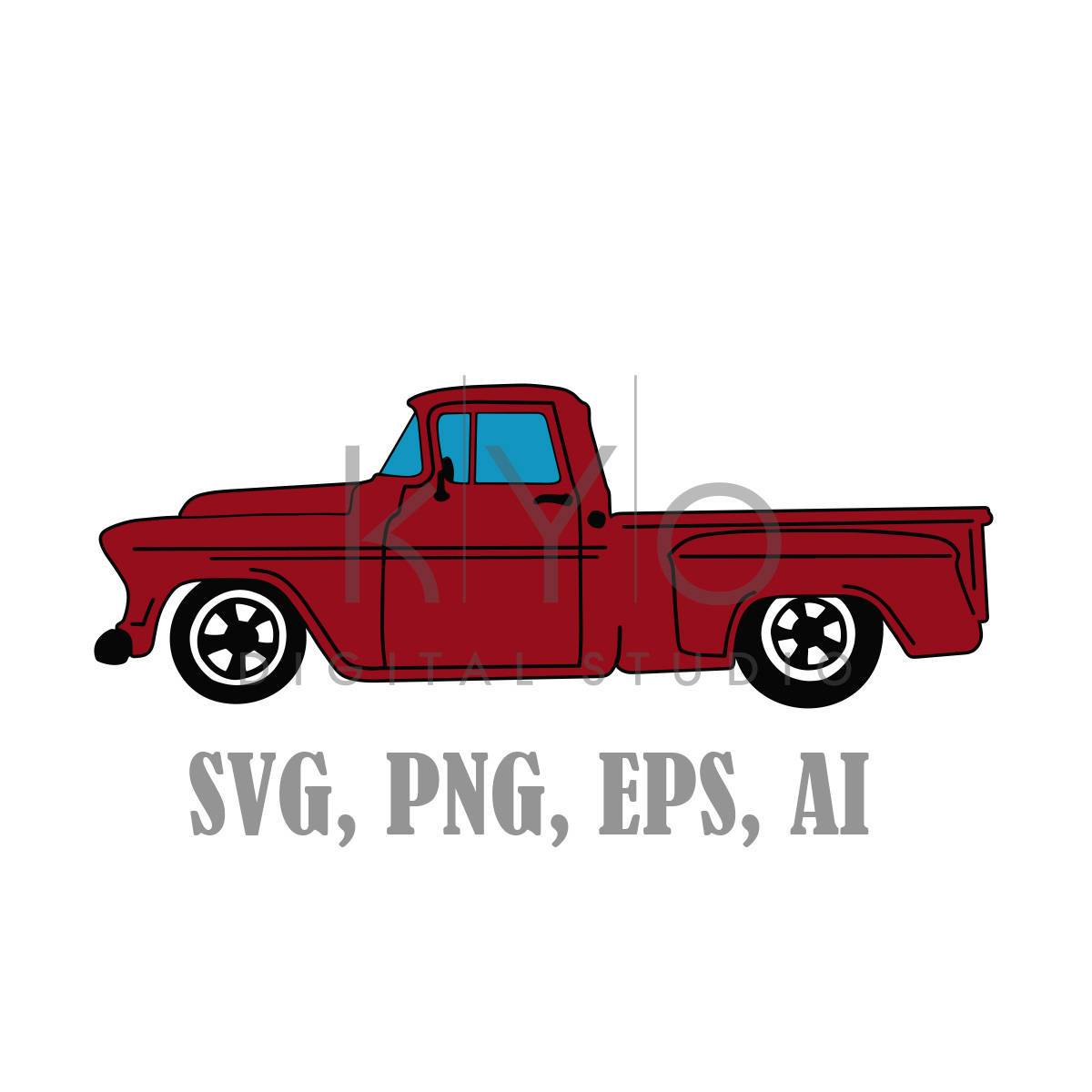 Old Truck Svg Files Old Chevy Svg Files Red Old Retro Pickup Truck